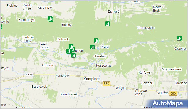 mapa Józefów gmina Kampinos, Józefów gmina Kampinos na mapie Targeo