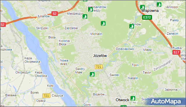 mapa Józefów powiat otwocki, Józefów powiat otwocki na mapie Targeo
