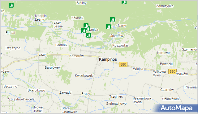 mapa Kampinos, Kampinos na mapie Targeo