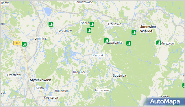 mapa Karpniki gmina Mysłakowice, Karpniki gmina Mysłakowice na mapie Targeo