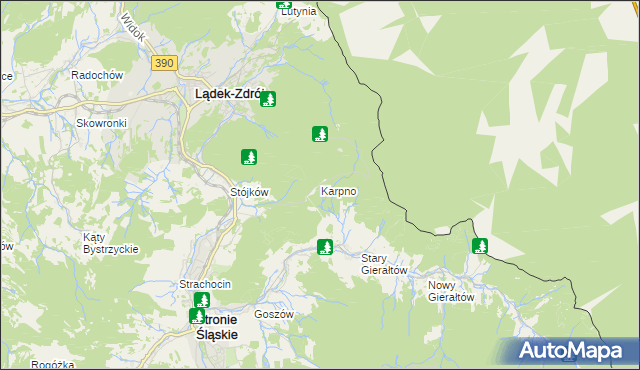 mapa Karpno gmina Lądek-Zdrój, Karpno gmina Lądek-Zdrój na mapie Targeo