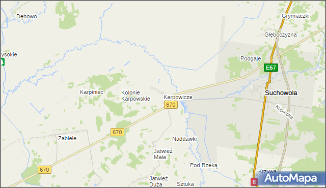 mapa Karpowicze, Karpowicze na mapie Targeo