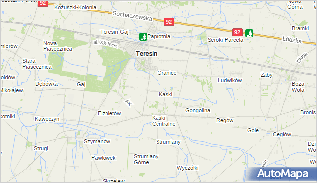 mapa Kaski gmina Baranów, Kaski gmina Baranów na mapie Targeo