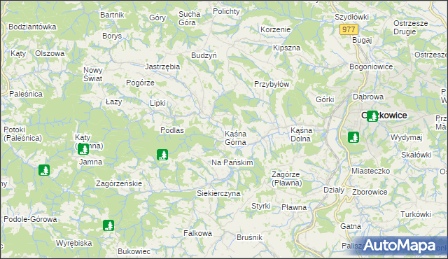 mapa Kąśna Górna, Kąśna Górna na mapie Targeo