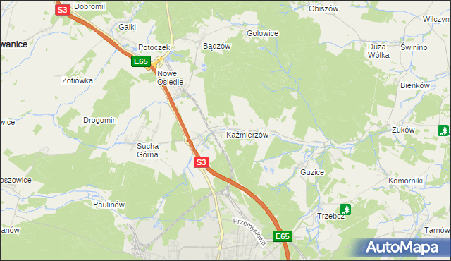 mapa Kaźmierzów, Kaźmierzów na mapie Targeo