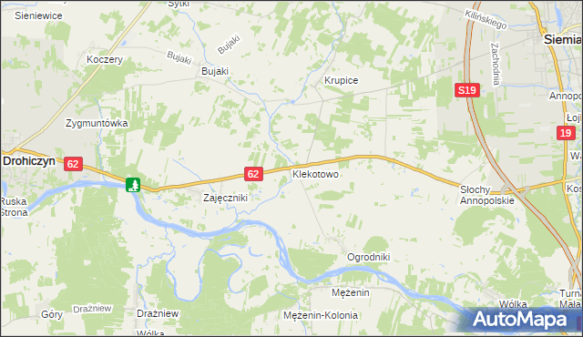 mapa Klekotowo gmina Siemiatycze, Klekotowo gmina Siemiatycze na mapie Targeo