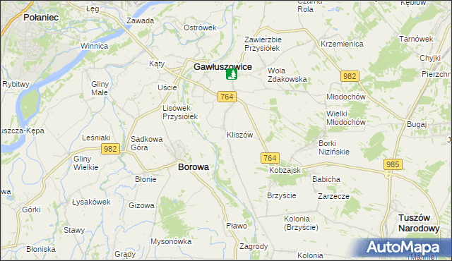 mapa Kliszów gmina Gawłuszowice, Kliszów gmina Gawłuszowice na mapie Targeo