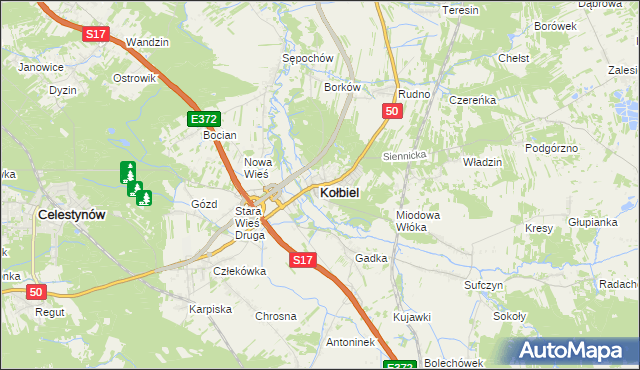 mapa Kołbiel, Kołbiel na mapie Targeo