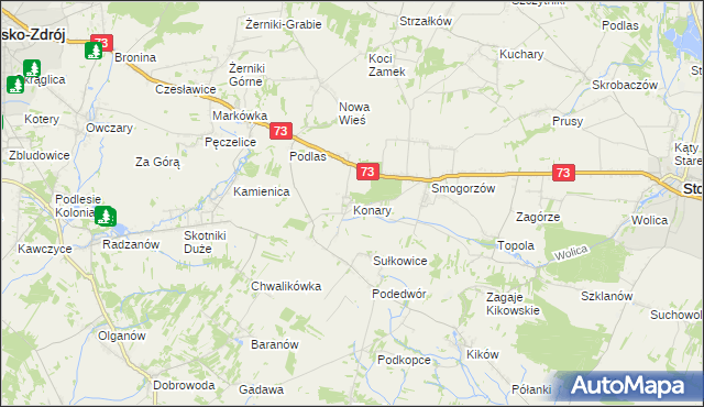 mapa Konary gmina Stopnica, Konary gmina Stopnica na mapie Targeo