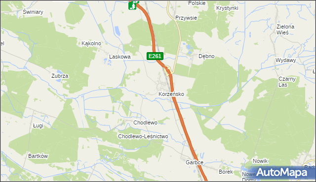 mapa Korzeńsko, Korzeńsko na mapie Targeo