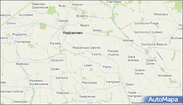 mapa Kosino, Kosino na mapie Targeo