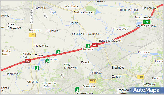 mapa Kotowice gmina Brwinów, Kotowice gmina Brwinów na mapie Targeo