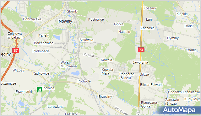 mapa Kowala gmina Sitkówka-Nowiny, Kowala gmina Sitkówka-Nowiny na mapie Targeo