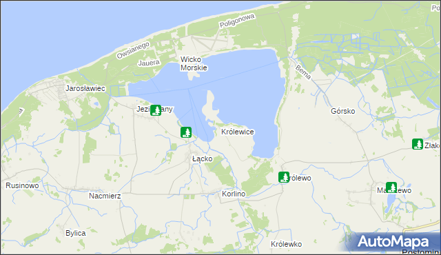 mapa Królewice gmina Postomino, Królewice gmina Postomino na mapie Targeo