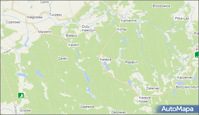 mapa Kwiejce, Kwiejce na mapie Targeo