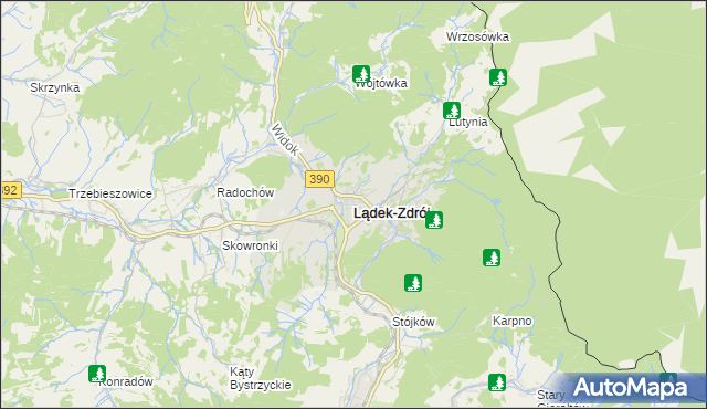 mapa Lądek-Zdrój, Lądek-Zdrój na mapie Targeo