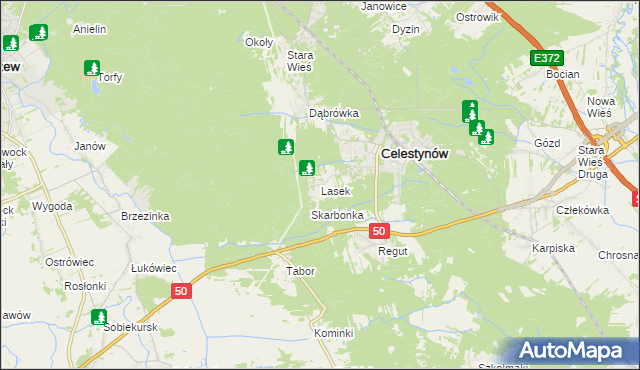 mapa Lasek gmina Celestynów, Lasek gmina Celestynów na mapie Targeo
