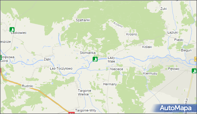 mapa Łazy Duże gmina Tykocin, Łazy Duże gmina Tykocin na mapie Targeo