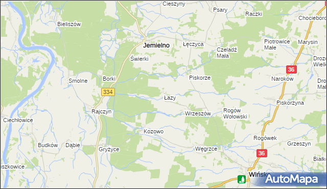 mapa Łazy gmina Wińsko, Łazy gmina Wińsko na mapie Targeo