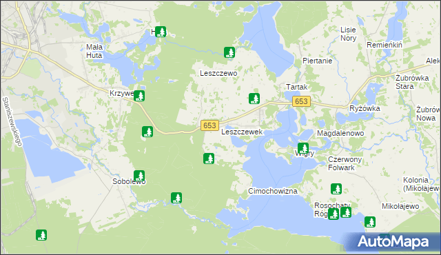mapa Leszczewek, Leszczewek na mapie Targeo