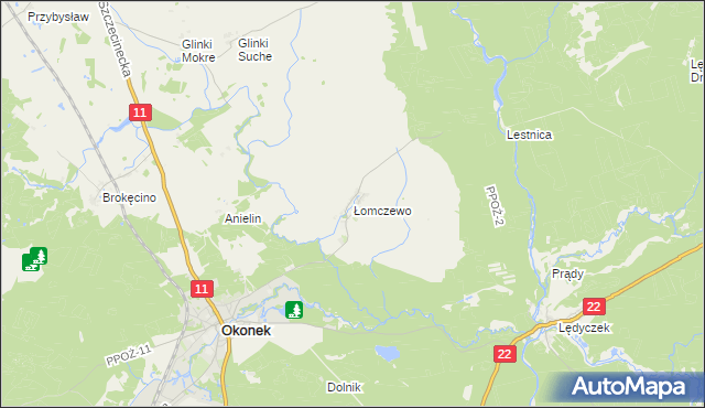 mapa Łomczewo, Łomczewo na mapie Targeo