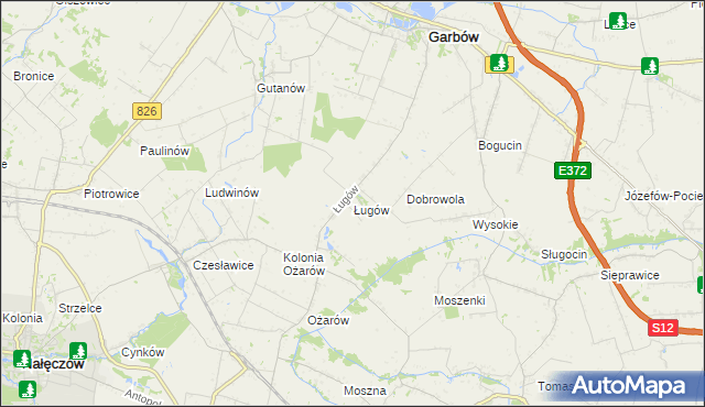 mapa Ługów gmina Jastków, Ługów gmina Jastków na mapie Targeo