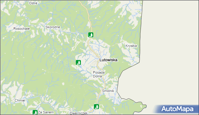 mapa Lutowiska, Lutowiska na mapie Targeo