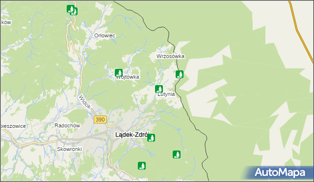 mapa Lutynia gmina Lądek-Zdrój, Lutynia gmina Lądek-Zdrój na mapie Targeo