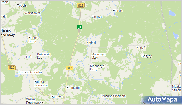 mapa Macoszyn Mały, Macoszyn Mały na mapie Targeo