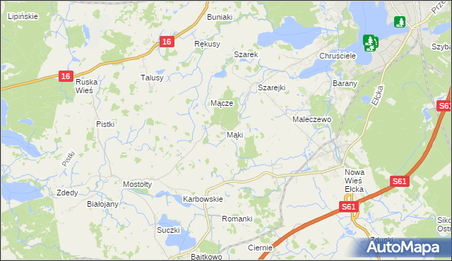 mapa Mąki, Mąki na mapie Targeo