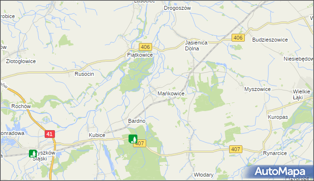 mapa Mańkowice, Mańkowice na mapie Targeo