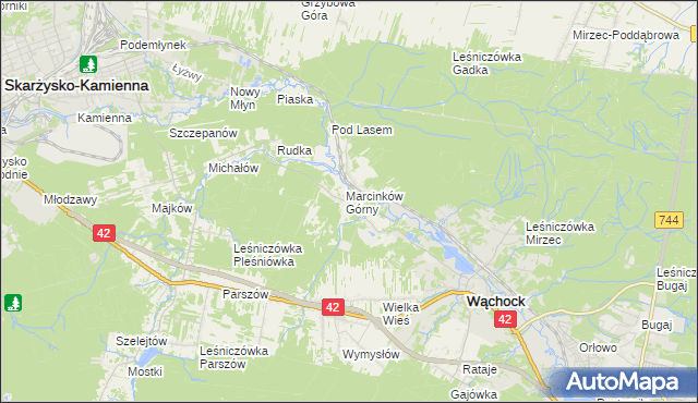 mapa Marcinków gmina Wąchock, Marcinków gmina Wąchock na mapie Targeo