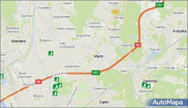 mapa Marki powiat wołomiński, Marki powiat wołomiński na mapie Targeo
