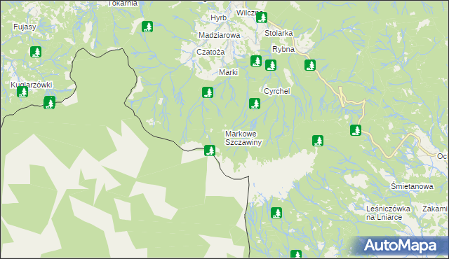 mapa Markowe Szczawiny, Markowe Szczawiny na mapie Targeo