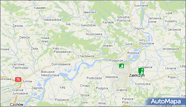 mapa Melsztyn, Melsztyn na mapie Targeo