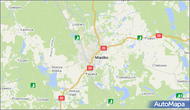 mapa Miastko powiat bytowski, Miastko powiat bytowski na mapie Targeo