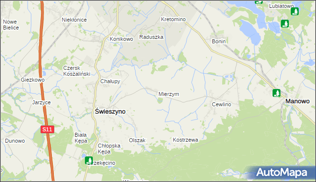 mapa Mierzym, Mierzym na mapie Targeo