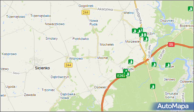 mapa Mochle, Mochle na mapie Targeo