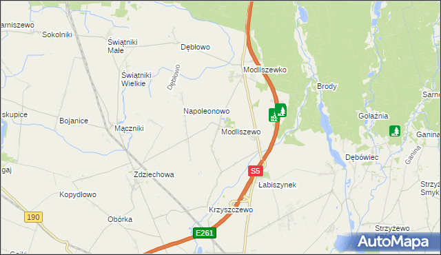 mapa Modliszewo, Modliszewo na mapie Targeo