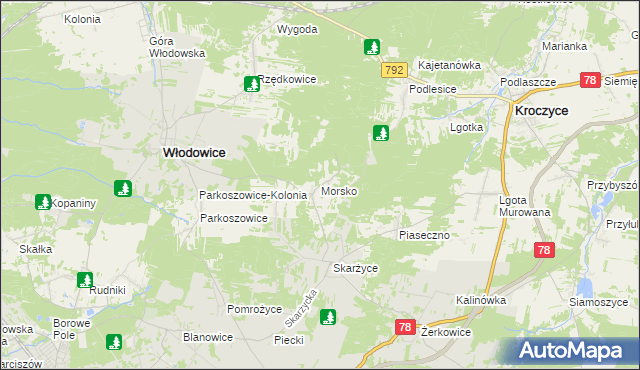mapa Morsko gmina Włodowice, Morsko gmina Włodowice na mapie Targeo