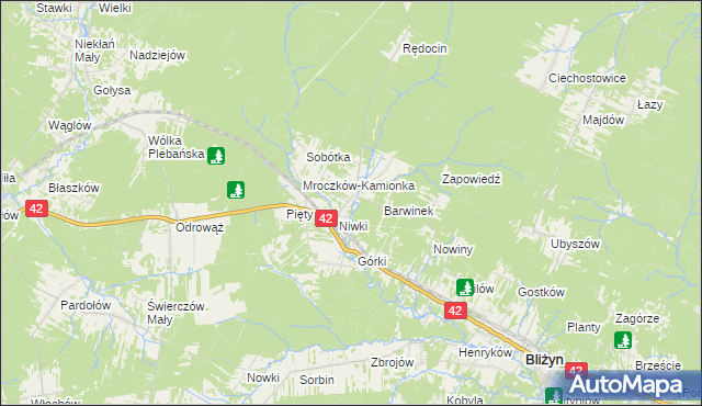 mapa Mroczków, Mroczków na mapie Targeo