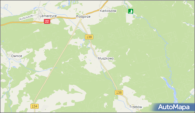 mapa Muszkowo, Muszkowo na mapie Targeo