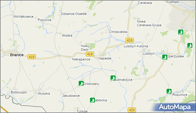 mapa Nasiedle, Nasiedle na mapie Targeo