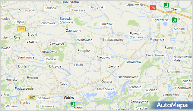 mapa Niegowić, Niegowić na mapie Targeo