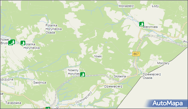 mapa Niwki gmina Horyniec-Zdrój, Niwki gmina Horyniec-Zdrój na mapie Targeo