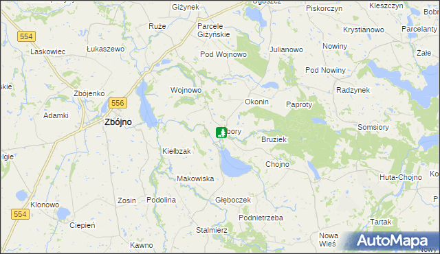 mapa Obory gmina Zbójno, Obory gmina Zbójno na mapie Targeo