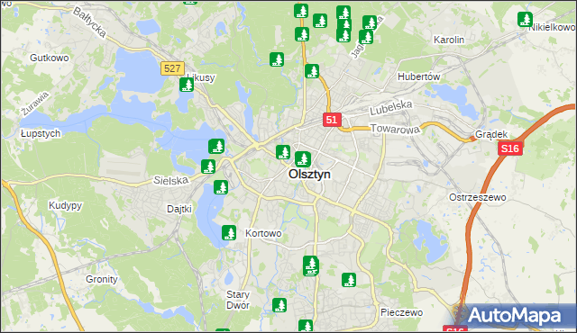 mapa Olsztyna, Olsztyn na mapie Targeo