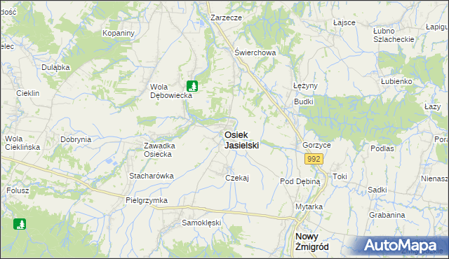 mapa Osiek Jasielski, Osiek Jasielski na mapie Targeo