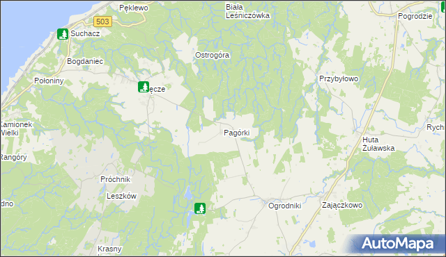 mapa Pagórki gmina Tolkmicko, Pagórki gmina Tolkmicko na mapie Targeo