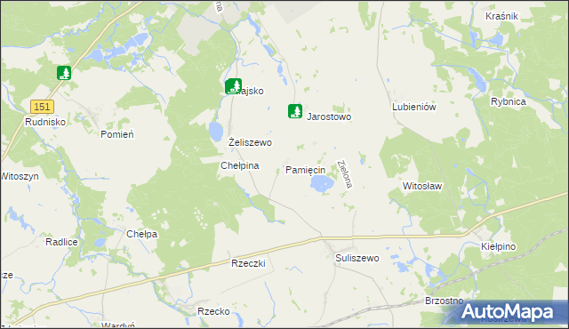 mapa Pamięcin gmina Recz, Pamięcin gmina Recz na mapie Targeo